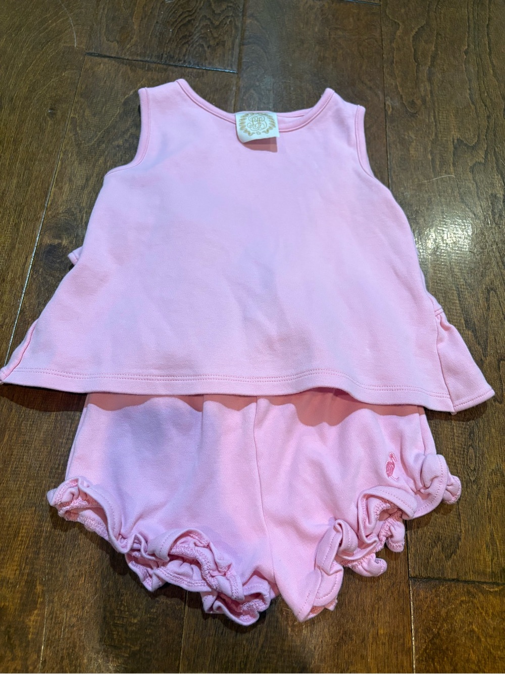 The Beaufort Bonnet Company Pink Ruffle Tank & Shorts Set